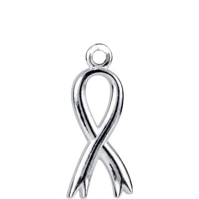 14K White Breast Cancer Awareness Ribbon Charm with Jump Ring