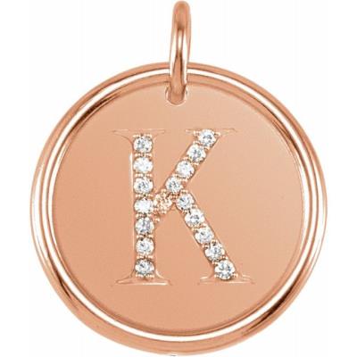14K Rose .08 CTW Diamond Initial K Pendant 