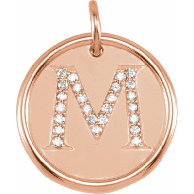 14K Rose 1/8 CTW Diamond Initial M Pendant