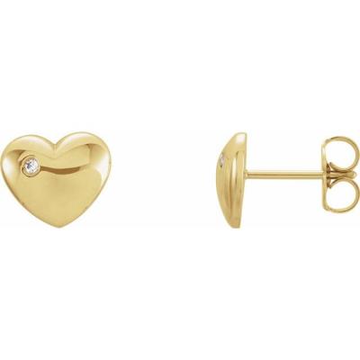 14K Yellow Gold .02 CTW Diamond Heart Earrings