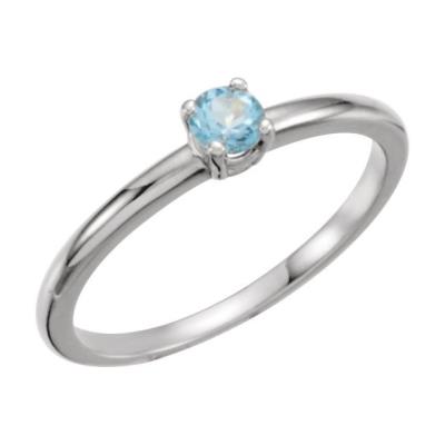 Baby/Youth Sterling Silver Imitation Aquamarine "March" Youth Birthstone Ring