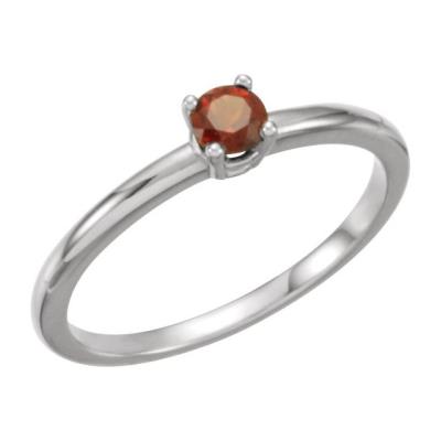 Baby/Youth Sterling Silver Imitation Mozambique Garnet "January" Youth Birthstone Ring