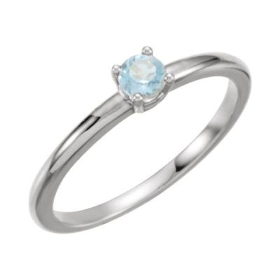 Baby/Youth Sterling Silver Imitation Blue Zircon "December" Youth Birthstone Ring