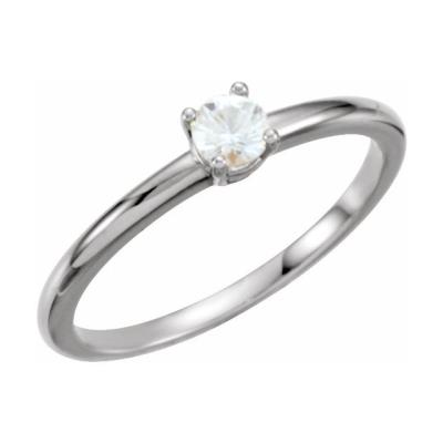 14K White Sapphire "April" Youth Birthstone Ring