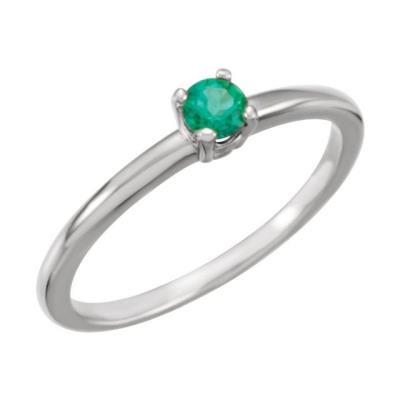 Baby/Youth Sterling Silver Imitation Emerald "May" Youth Birthstone Ring