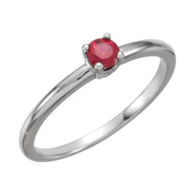 Baby/Youth Sterling Silver Imitation Ruby "July" Youth Birthstone Ring