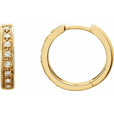 14K Yellow 1/5 CTW Diamond Hoop Earrings