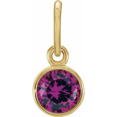 Ladies 14K Yellow Gold 4 mm Round Imitation Ruby Birthstone Charm