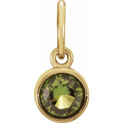 Ladies 14K Yellow Gold 4 mm Round Imitation Peridot Birthstone Charm