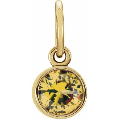 Ladies 14K Yellow Gold 4 mm Round Imitation Citrine Birthstone Charm