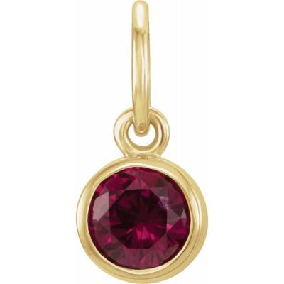 Ladies 14K Yellow Gold 4 mm Round Imitation Garnet Birthstone Charm