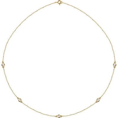 Ladies 14K Yellow Gold 1/2 CTW Diamond 5-Station 18" Necklace