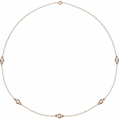Ladies 14K Rose 1 CTW Diamond 5-Station 18" Necklace