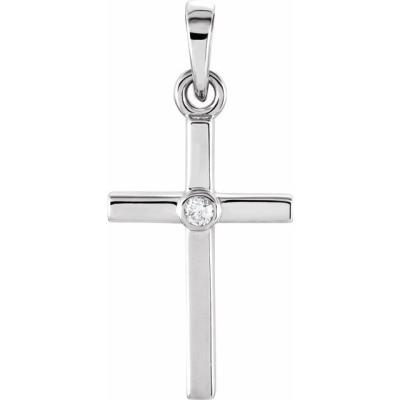 14K White .01 CTW Diamond Cross 19x8.9 mm Pendant  