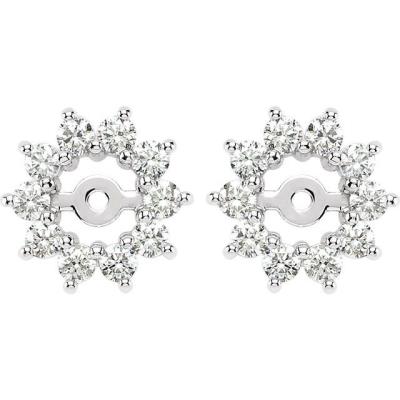 14K White 5/8 CTW Diamond Earring Jackets with 3.7mm ID