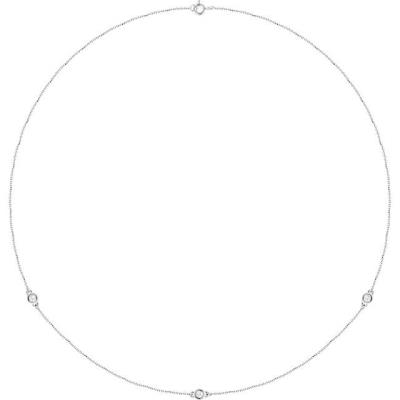 Ladies 14K White 1/4 CTW Diamond 3-Station 18" Necklace
