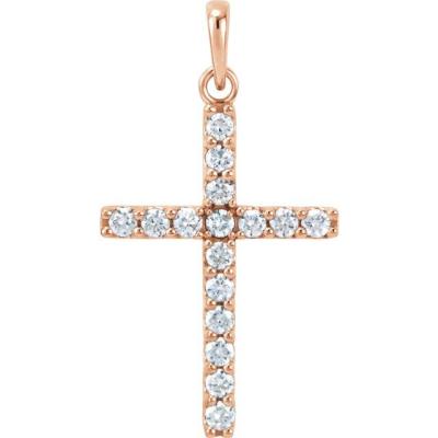 14K Rose 1/2 CTW Diamond Cross Pendant
