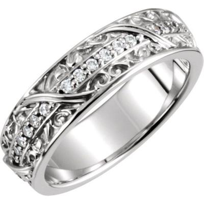 14K White 1/3 CTW Diamond Eternity Band Size 7