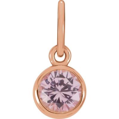 Ladies 14K Rose 4 mm Round Imitation Pink Tourmaline Birthstone Charm