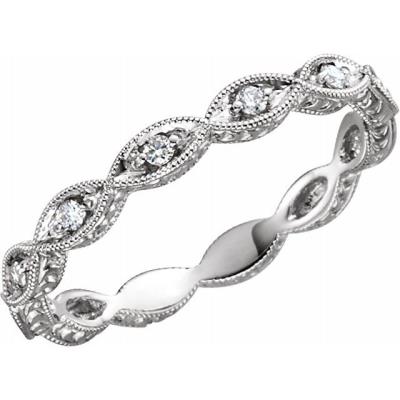 14K White 1/8 CTW Diamond Anniversary Band Size 7