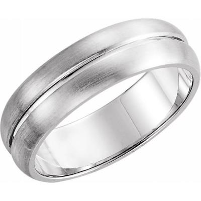 14K White 5 mm Grooved Band with Brush Finish Size 8