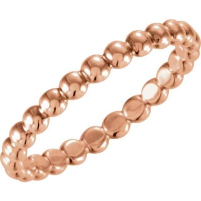 14K Rose 2.5 mm Beaded Stackable Ring Size 6