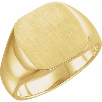Mens 14K Yellow Gold 14x14 mm Square Signet Ring