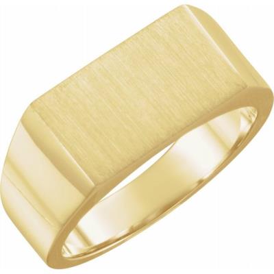 Mens 14K Yellow Gold 15x9 mm Rectangle Signet Ring
