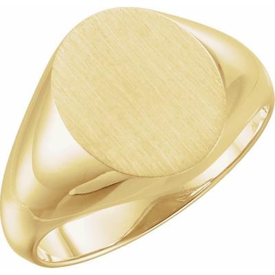 Mens 10K Yellow Gold 14x12 mm Oval Signet Ring