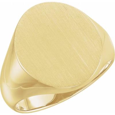 Mens 10K Yellow Gold 18x16 mm Oval Signet Ring