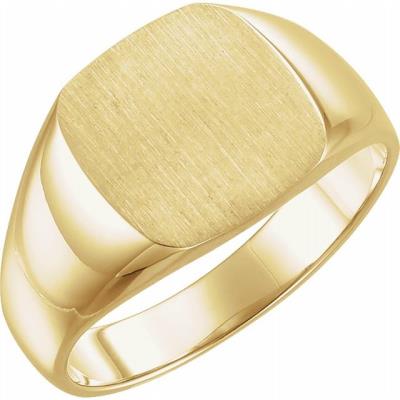Mens 10K Yellow Gold 12x12 mm Square Signet Ring