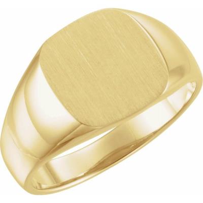 Mens 14K Yellow Gold 12 mm Square Signet Ring