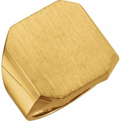 Mens 14K Yellow Gold 20x18 mm Octagon Signet Ring 