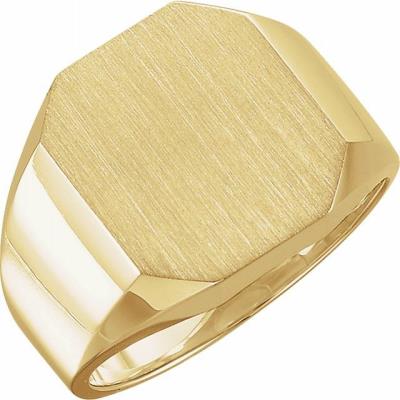 Mens 14K Yellow Gold 16x14 mm Octagon Signet Ring