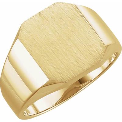 Mens 14K Yellow Gold 14x12 mm Octagon Signet Ring