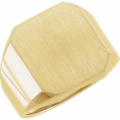 Mens 14K Yellow Gold 18x16 mm Octagon Signet Ring