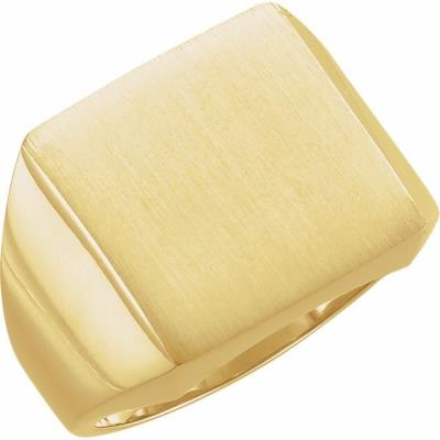 Mens 14K Yellow 16 mm Square Signet Ring