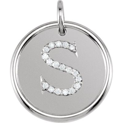 Ladies 14K White 1/10 CTW Diamond Initial S Pendant