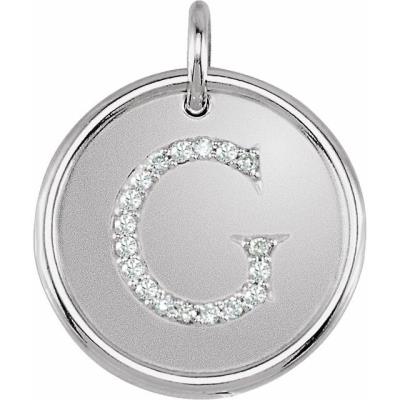 Ladies 14K White 1/10 CTW Diamond Initial G Pendant