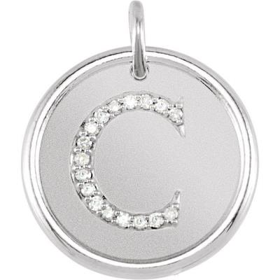 Ladies 14K White .08 CTW Diamond Initial C Pendant