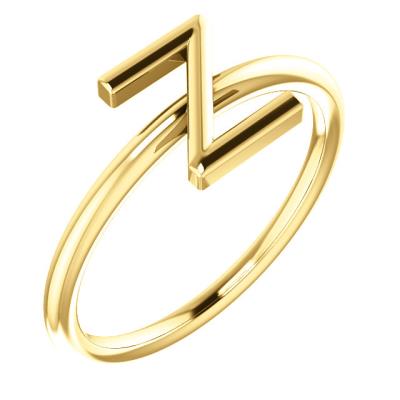 Ladies 14K Yellow Gold Initial Z Ring