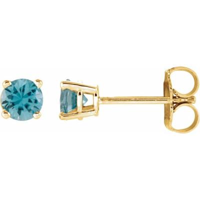Ladies 14K Yellow Gold 2.5 mm Round Sky Blue Topaz Earrings