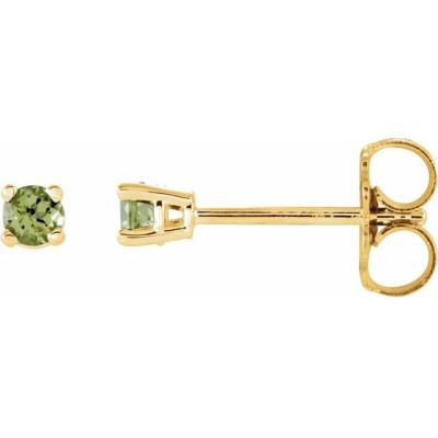 Ladies 14K Yellow Gold 2.5 mm Round Peridot Earrings