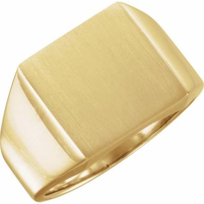 Mens 14K Yellow 14 mm Square Signet Ring