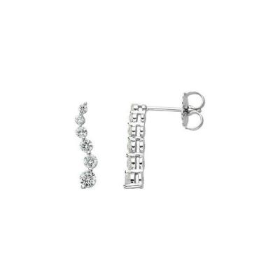 14K White Journey Diamond Earrings