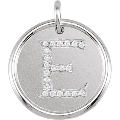 Ladies 14K White 1/10 CTW Diamond Initial E Pendant