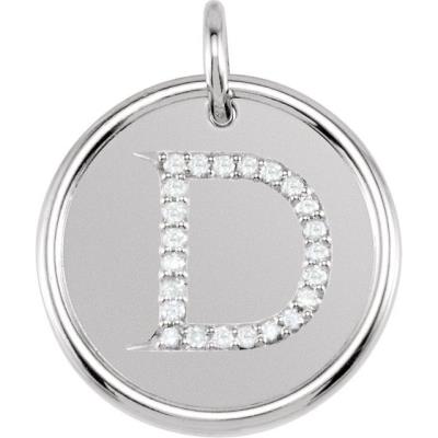 Ladies 14K White 1/8 CTW Diamond Initial D Pendant