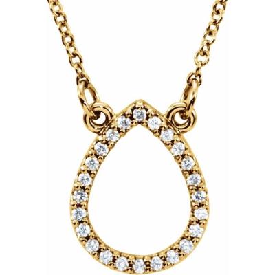 14K Yellow Gold 1/10 CTW Diamond Teardrop 16" Necklace