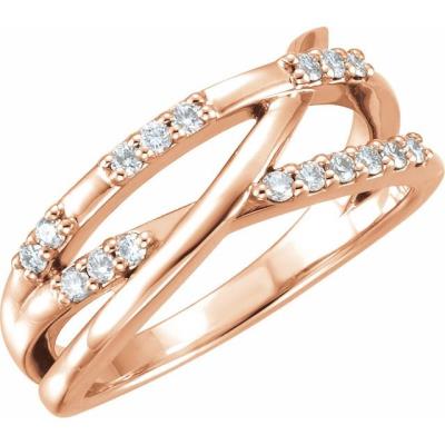 14K Rose 1/4 CTW Diamond Criss-Cross Ring
