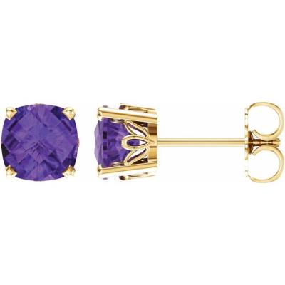 14K Yellow Gold Amethyst Earrings